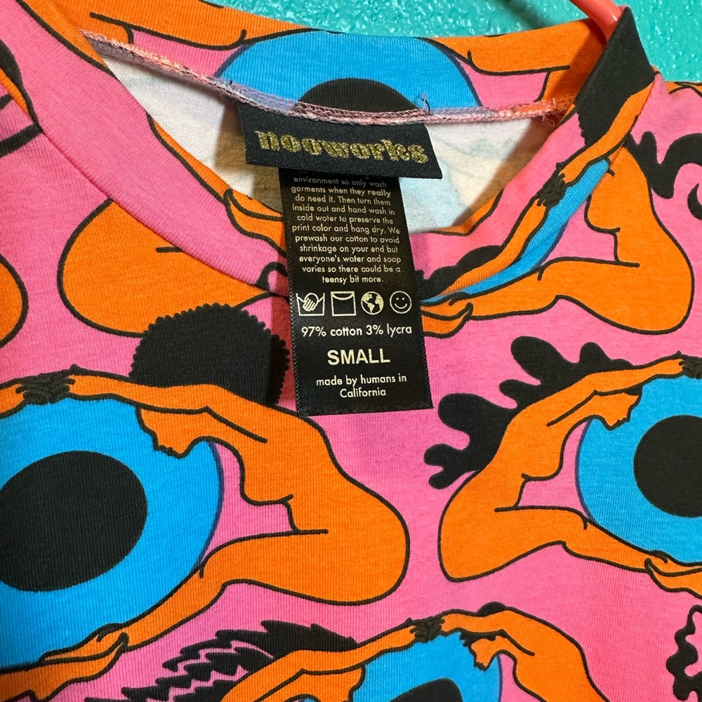 Nooworks Pink Orange Blue Eye-Print Short Sleeve Tee - Picture 2 of 5